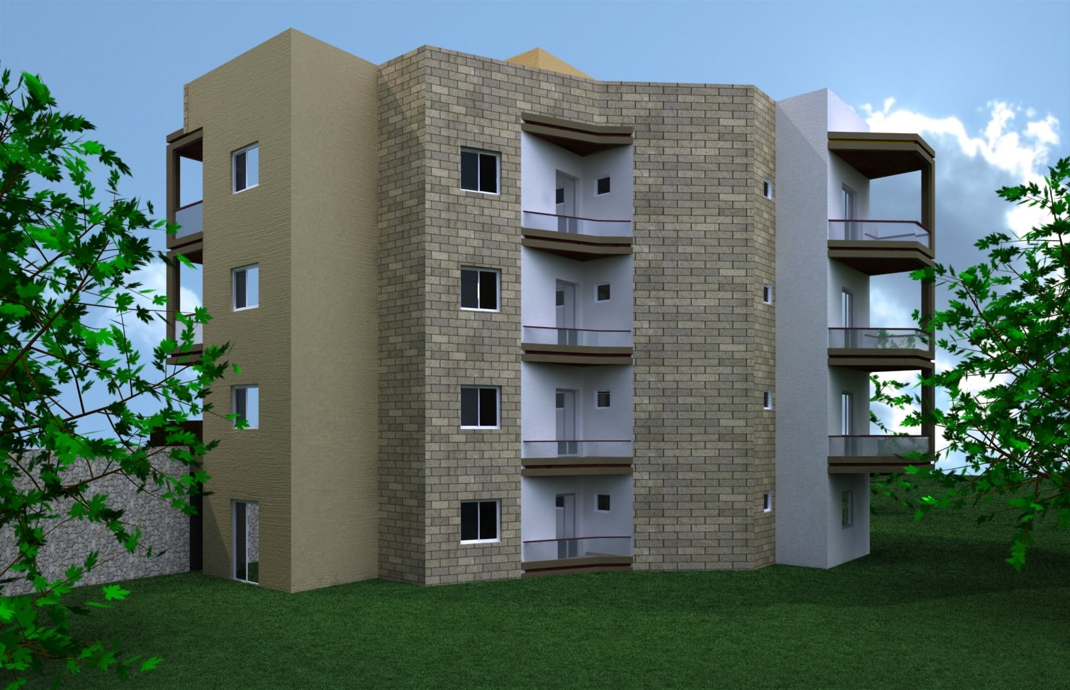 Back Exterior Render Block B Dhour Amioun