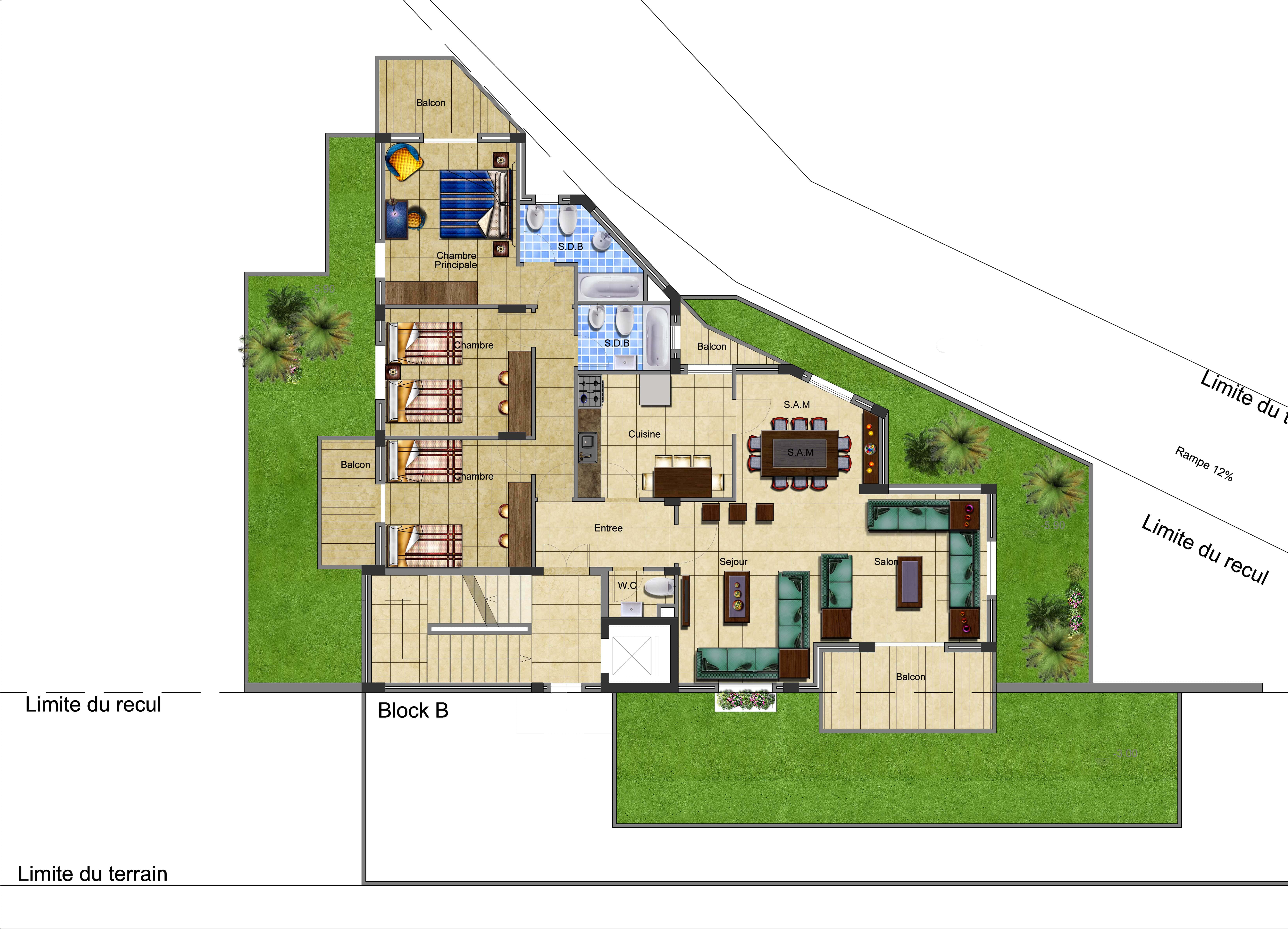 Floor Plan: Block B Dhour Amioun